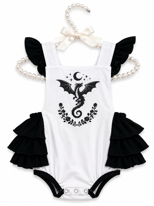Little Royal Midnight Dragon Crest Romper