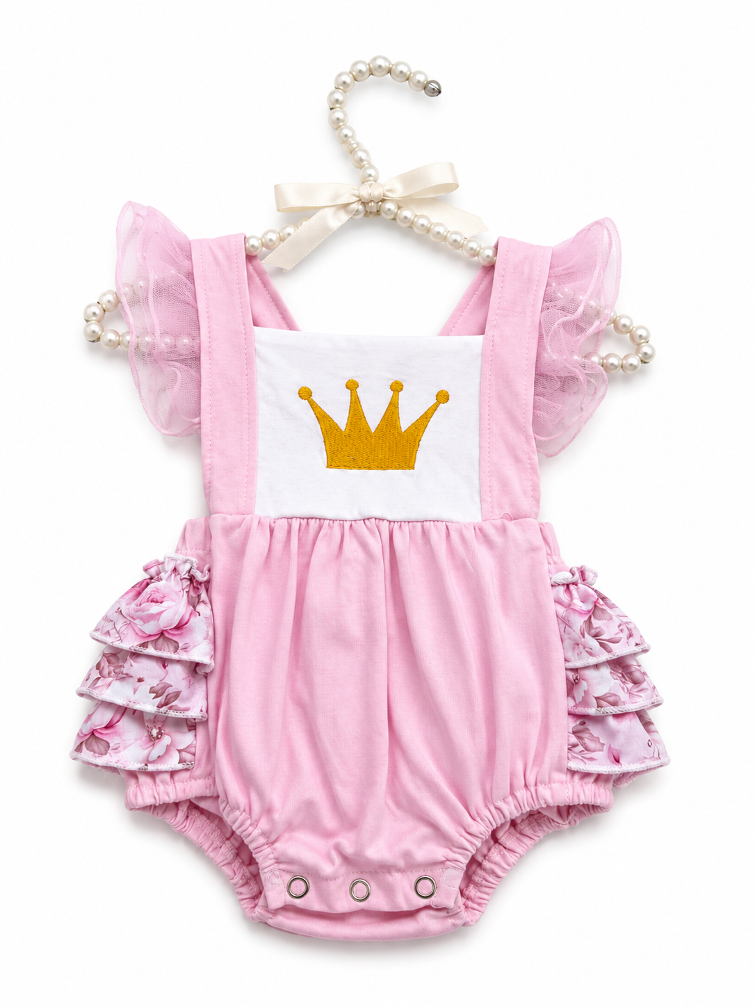Pink Princess Royal Crown Ruffle Romper